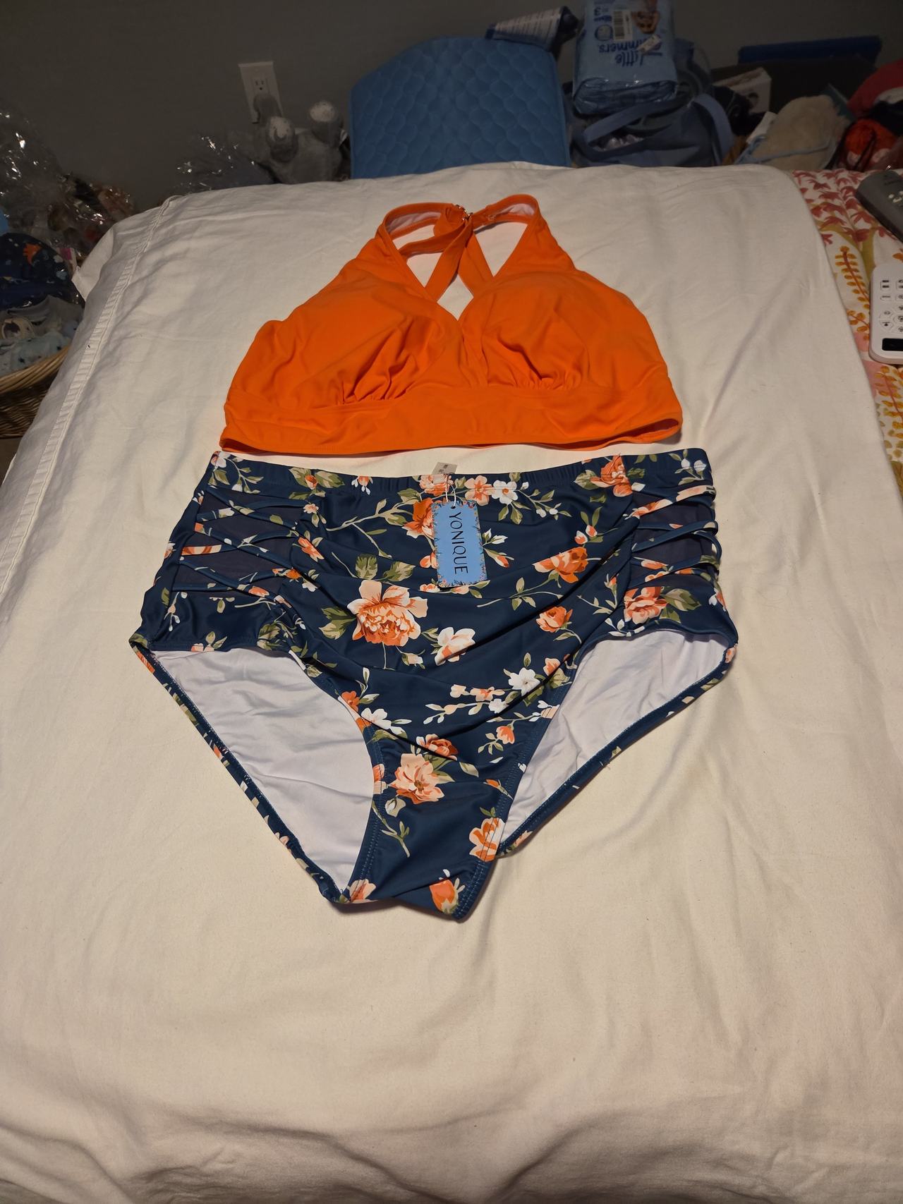 Yonique Women's High Waisted Halter Bikini Set