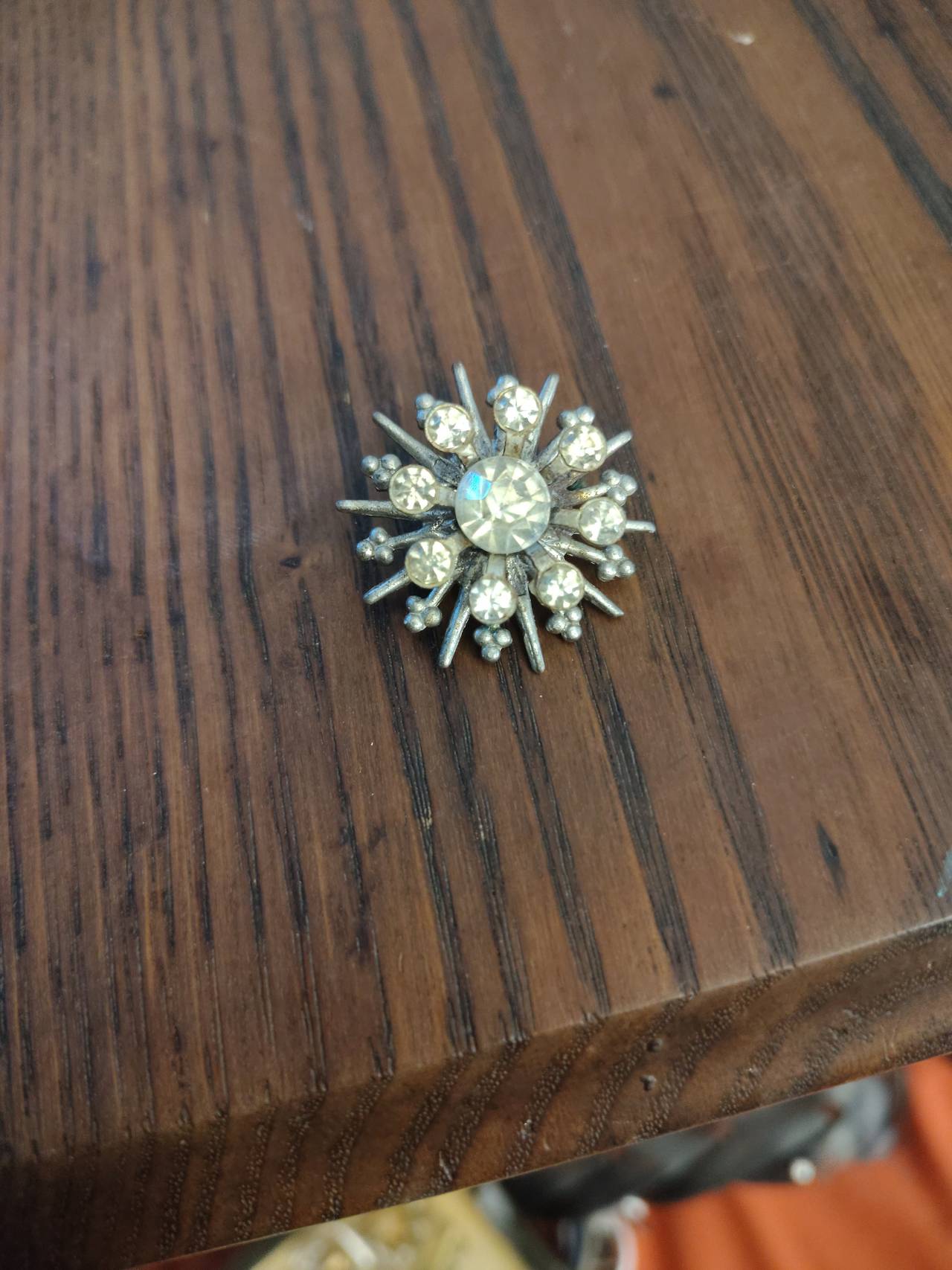Vintage Rhinestone Starburst Brooch Pin
