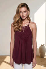 Women's Bluetime Crochet Lace Halter Tank Top sz Large - Image 4