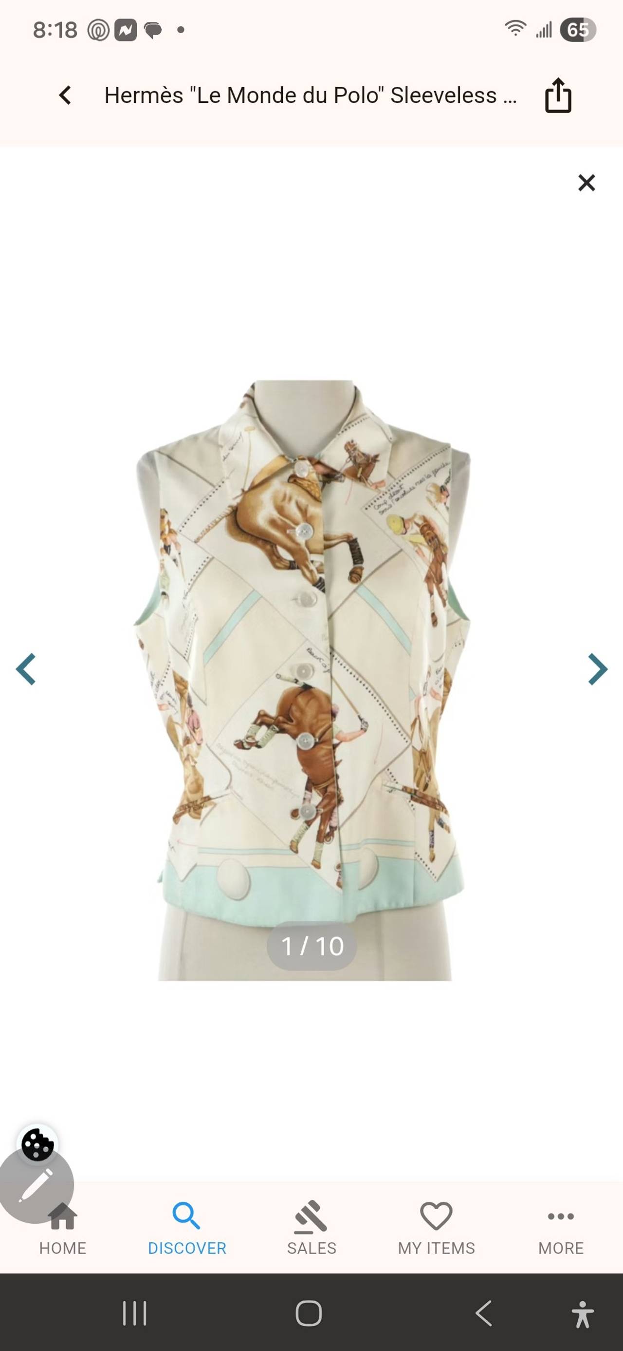 Hermès Le Monde du Polo Sleeveless Silk Blouse