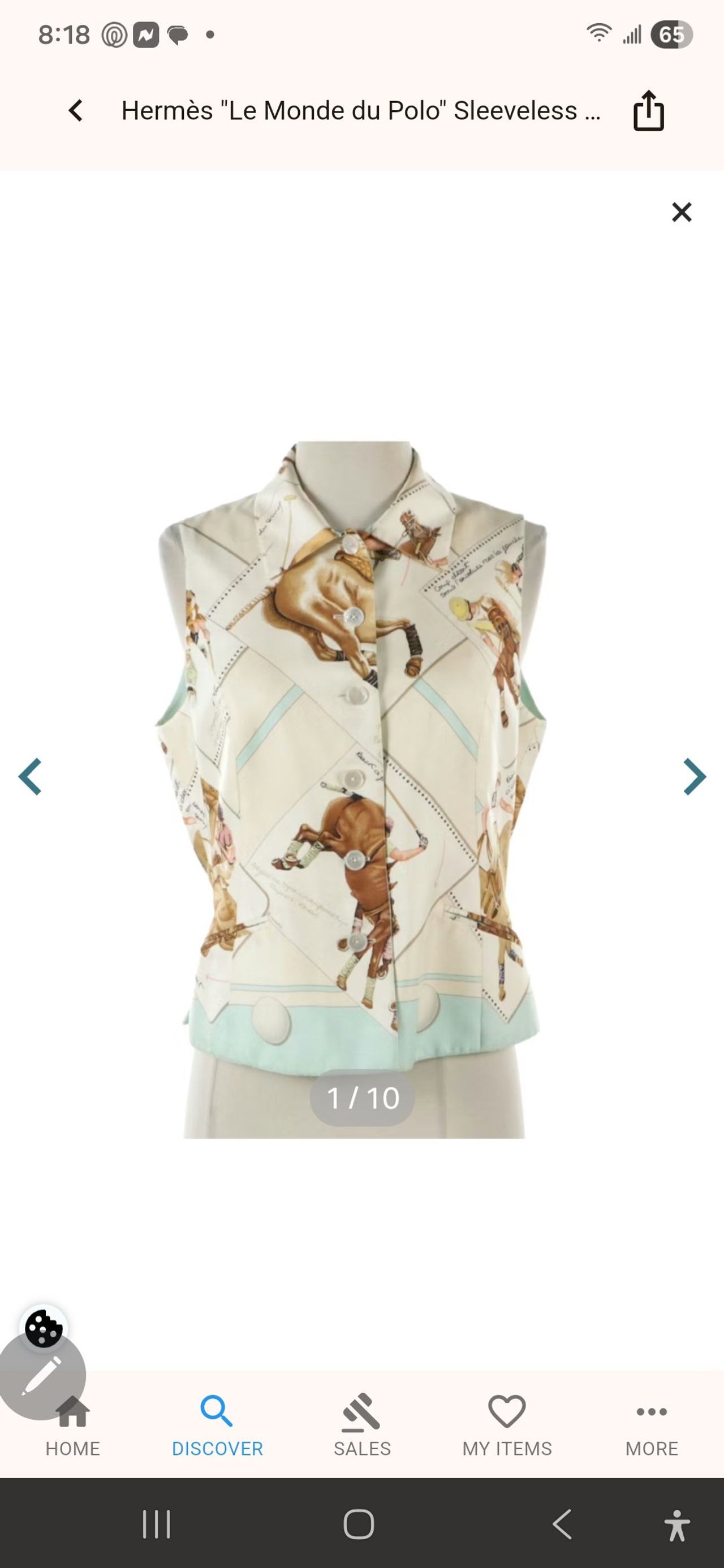 Hermès Le Monde du Polo Sleeveless Silk Blouse