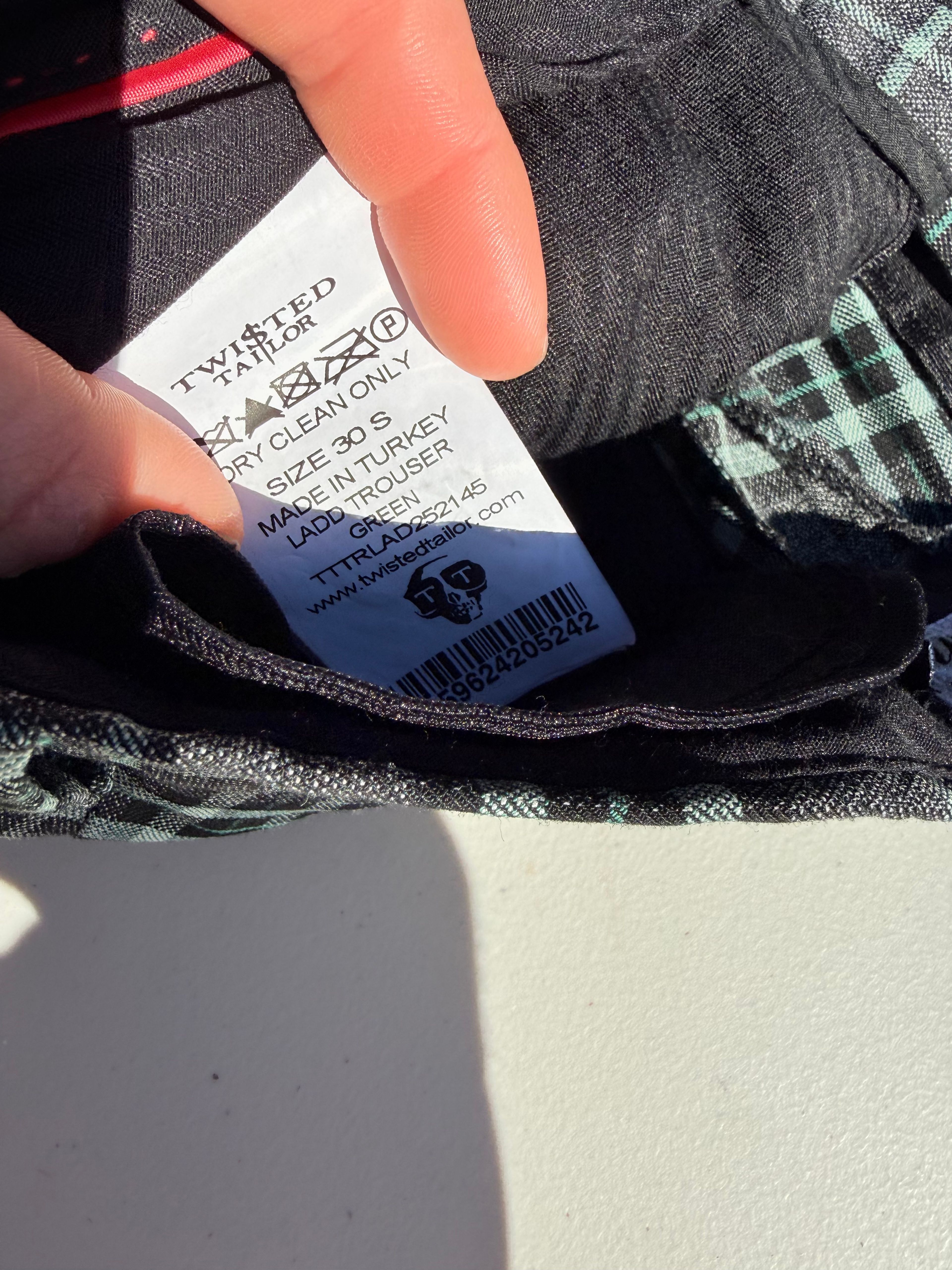 Grey and Green Plaid Trousers - Image 2