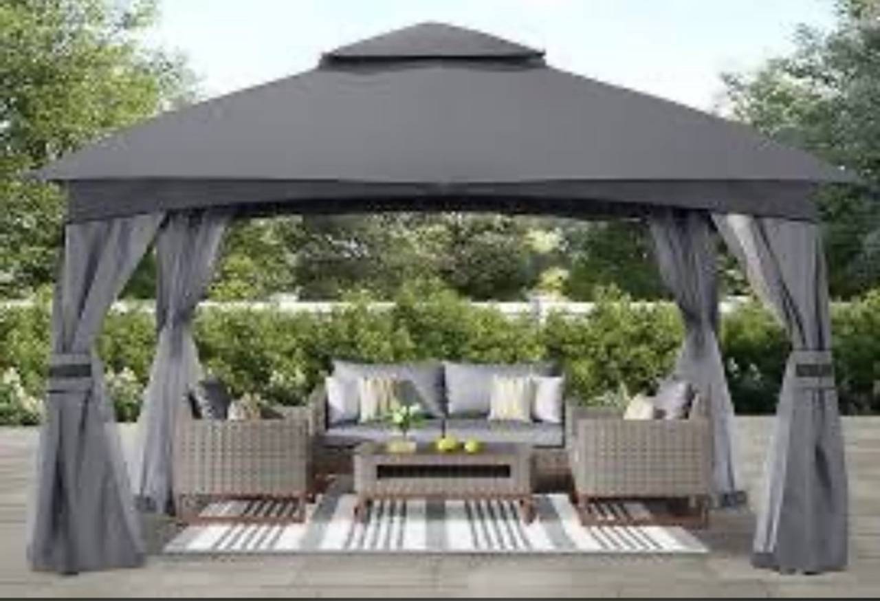 Brand new 10x10 Outdoor Gazebo. Gray with Mosquito Net