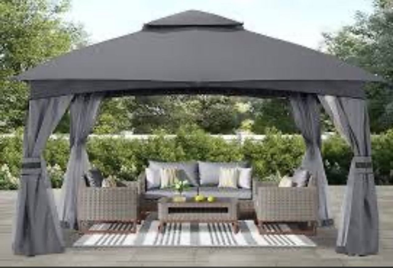 Brand new 10x10 Outdoor Gazebo. Gray with Mosquito Net
