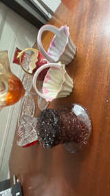 Indiana Diamond Point Ruby Mayonnaise Bowl 1949 crystal and porcelain set of 10 - Image 2
