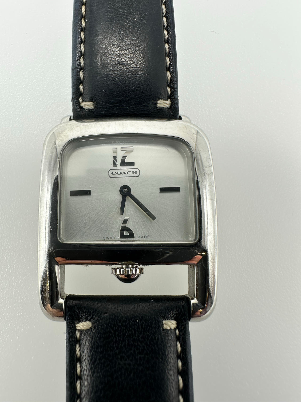 Coach Women's Square Watch Leather Strap Runs Well