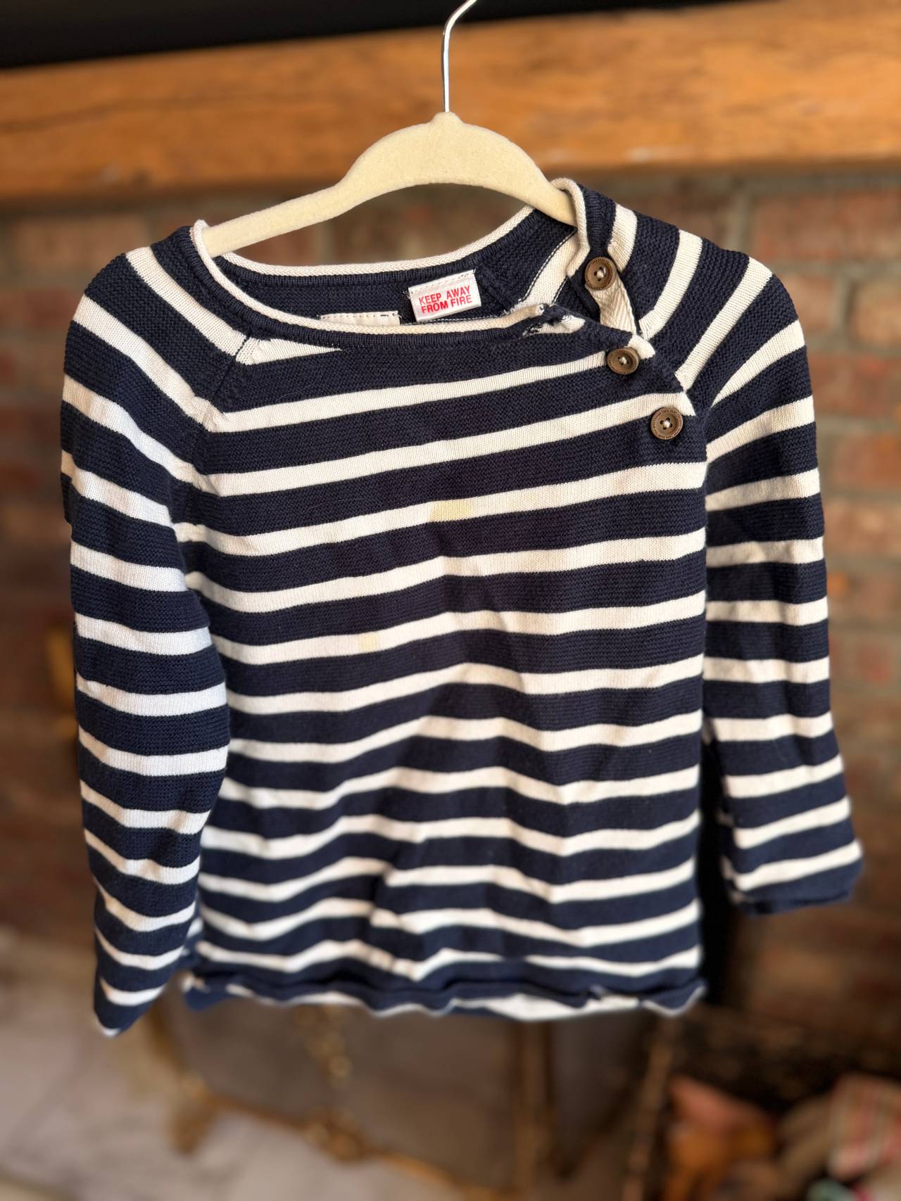 Zara Kids Striped Knit Sweater with Shoulder Buttons