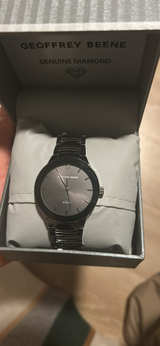 Geoffrey Beene Men's Genuine Diamond Silver-Tone Watch - Image 2