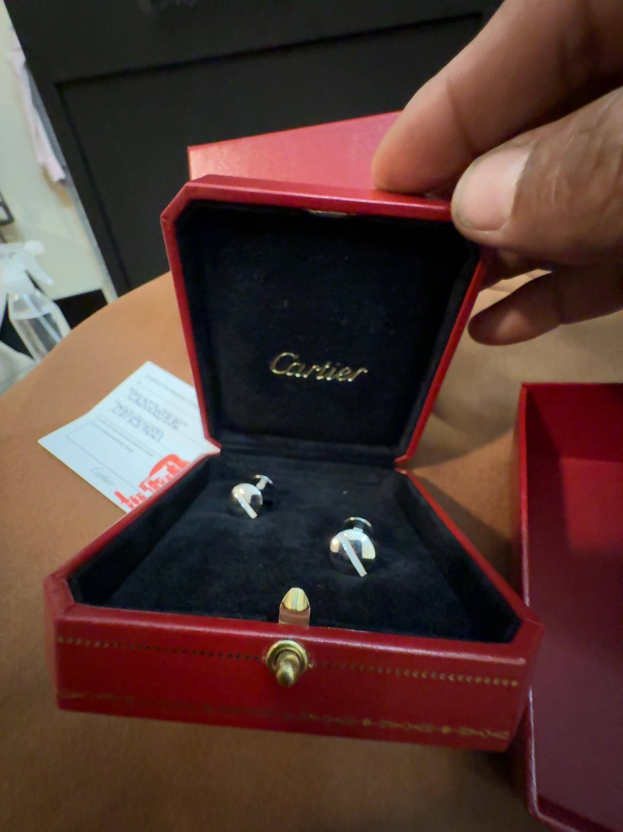 Cartier Penelope Logo Cufflinks 18k White Gold