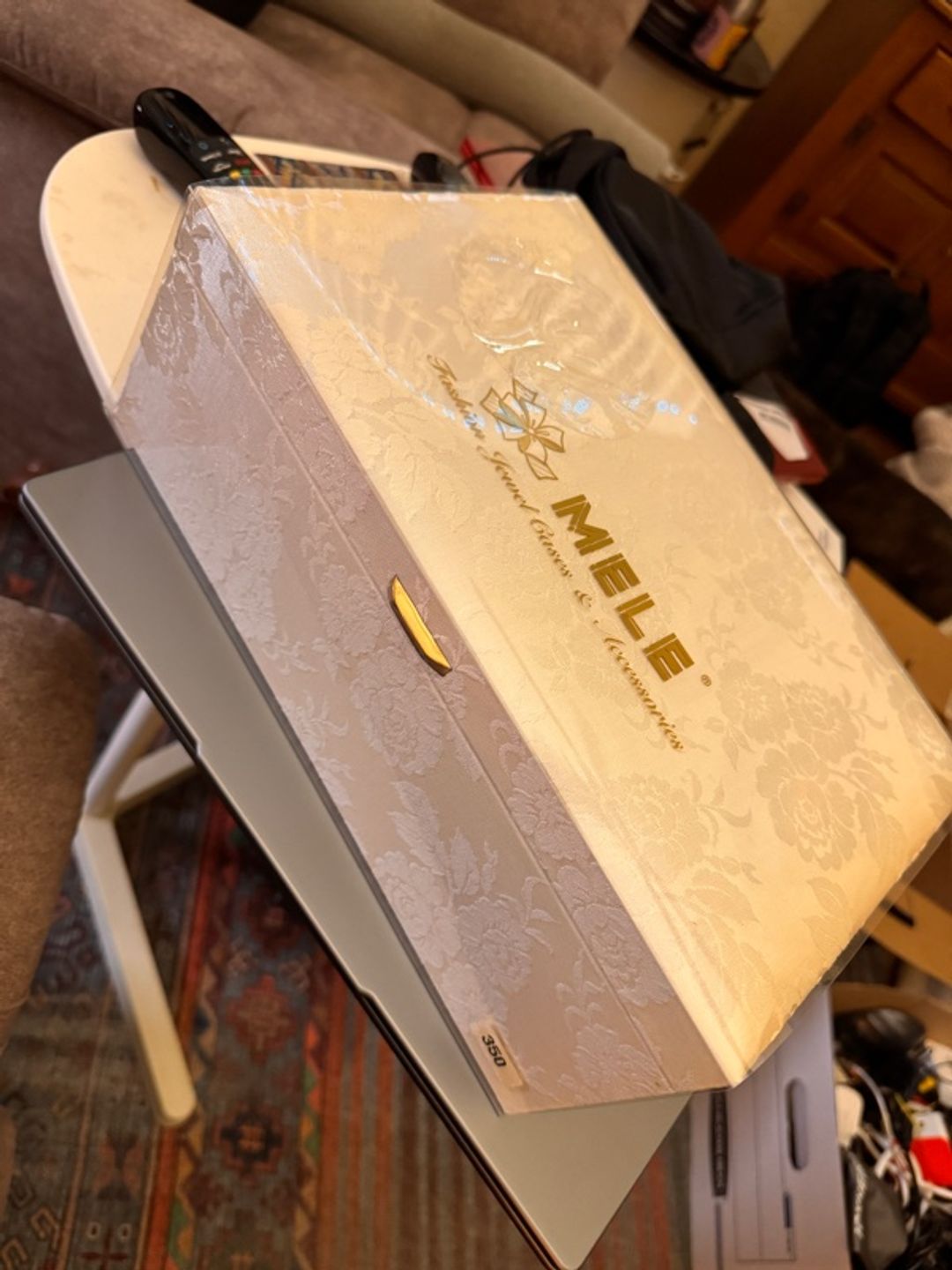 Mele Vintage Two-Tier Jewelry Box Cream Faux Leather