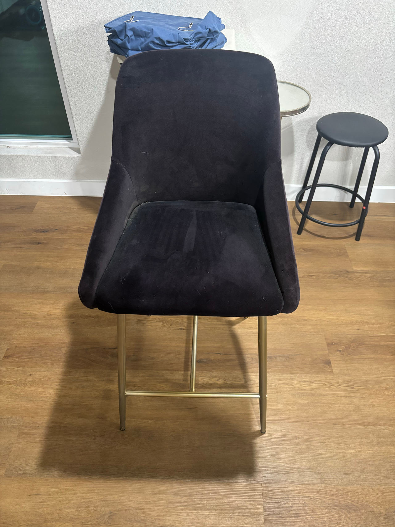 Velvet Bar Stool with Gold Legs - originally $350
