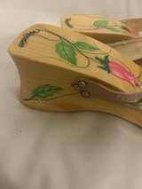 Woodies Hand-Painted Floral Wooden Wedge Sandals - Image 2
