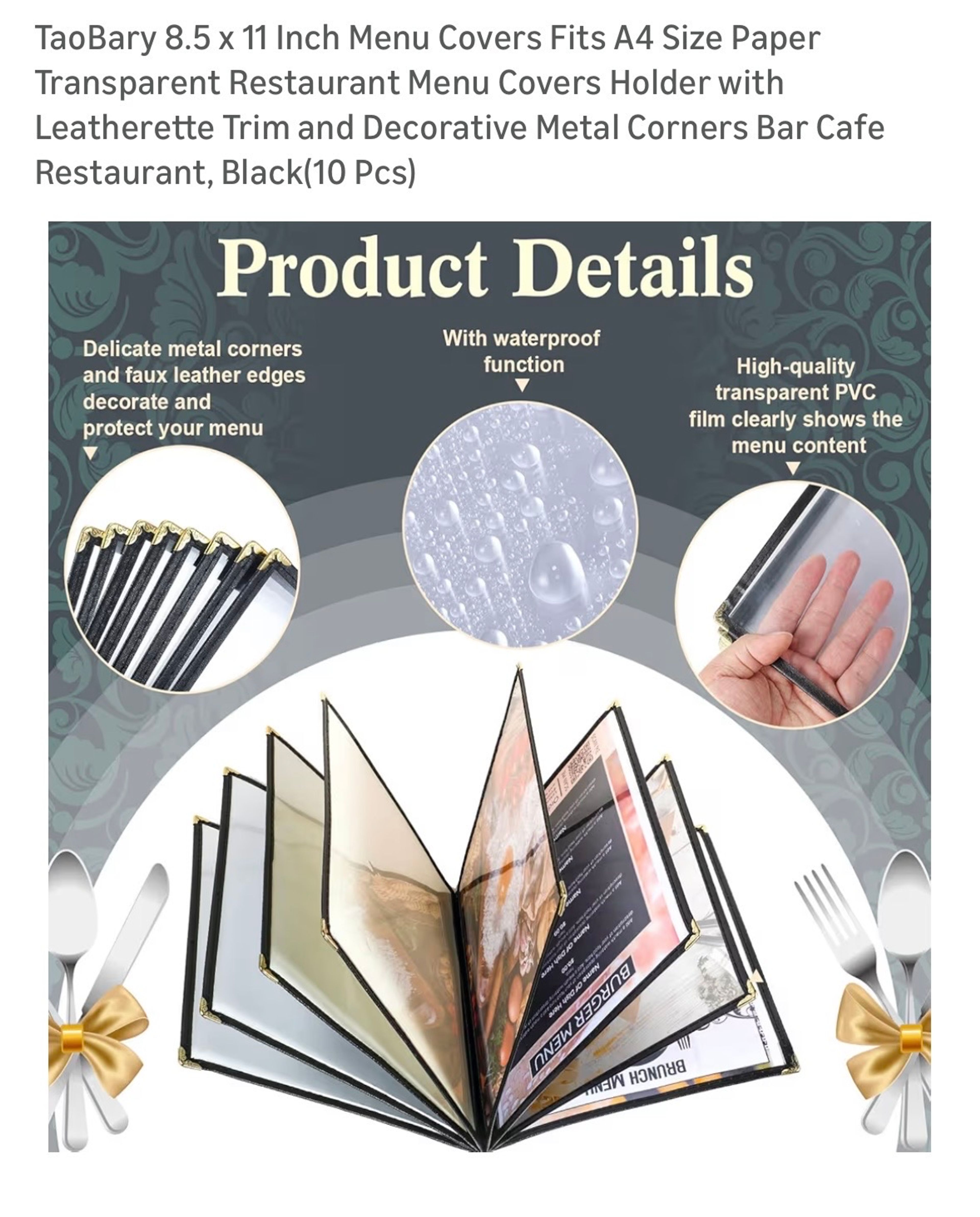 TaoBary 8.5 x 11 Inch Menu Covers 10 Pcs - Image 5