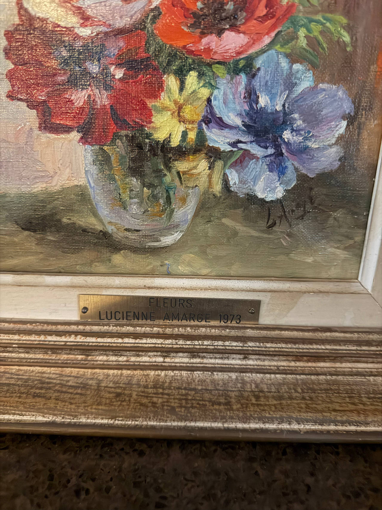 Lucienne Amarge 'Fleurs' Original Oil Painting