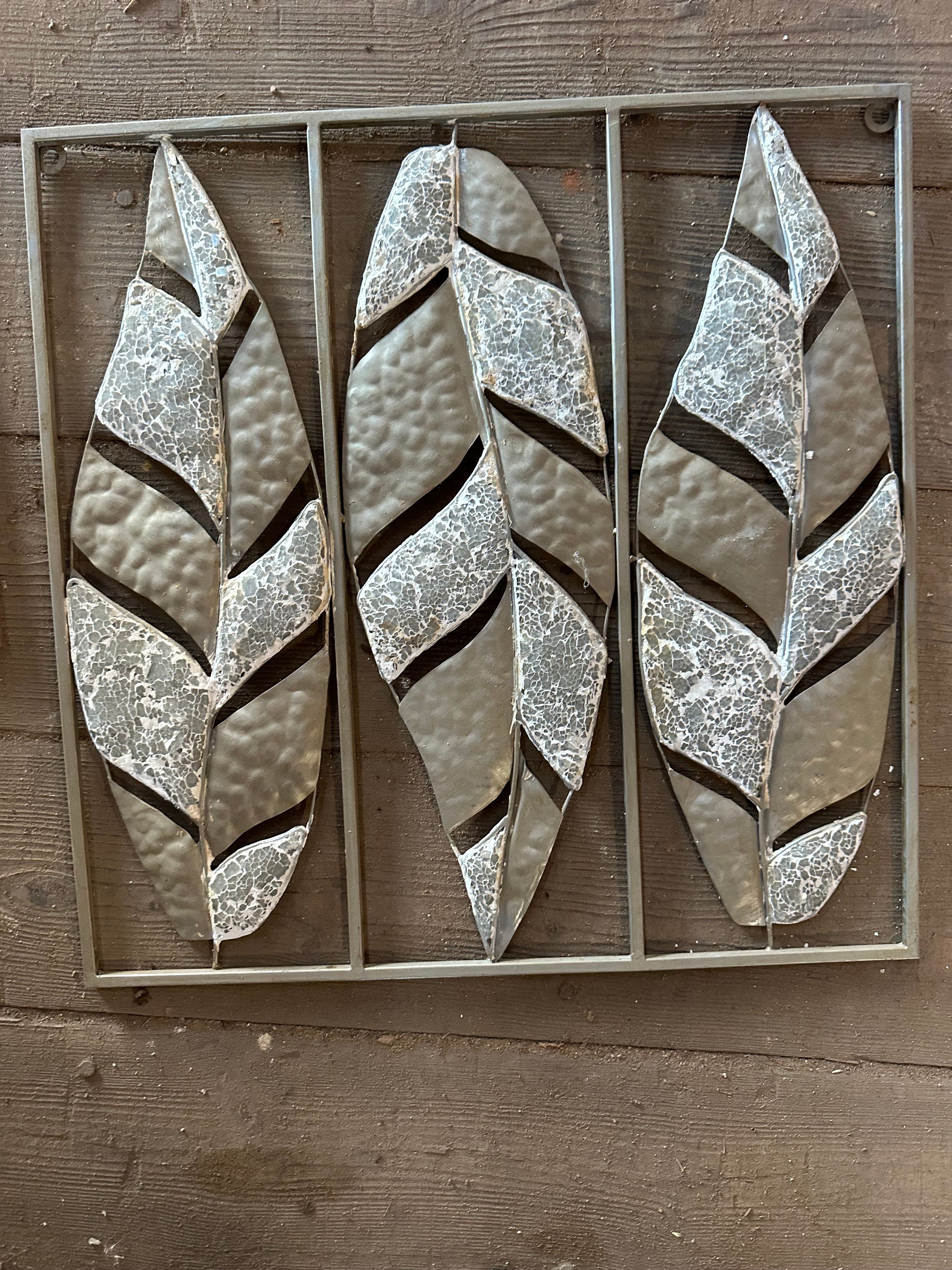Rustic Metal Leaf Wall Art Panels - Image 4