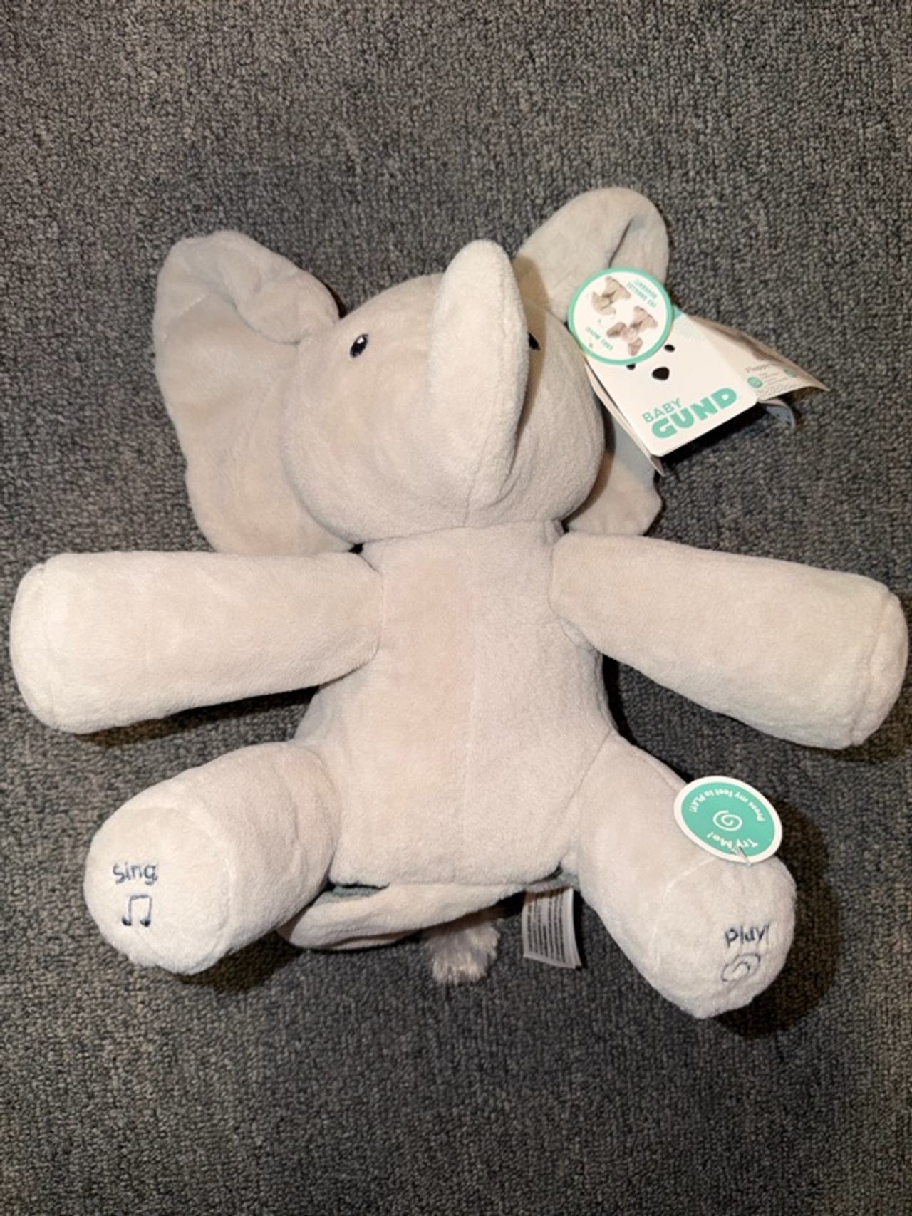 Gund Flappy the Elephant Plush Gray