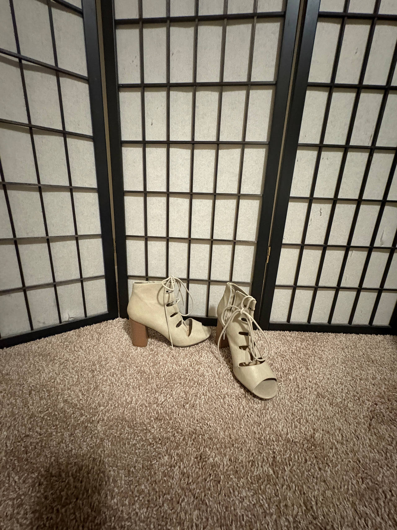 Lace-Up Peep Toe Booties