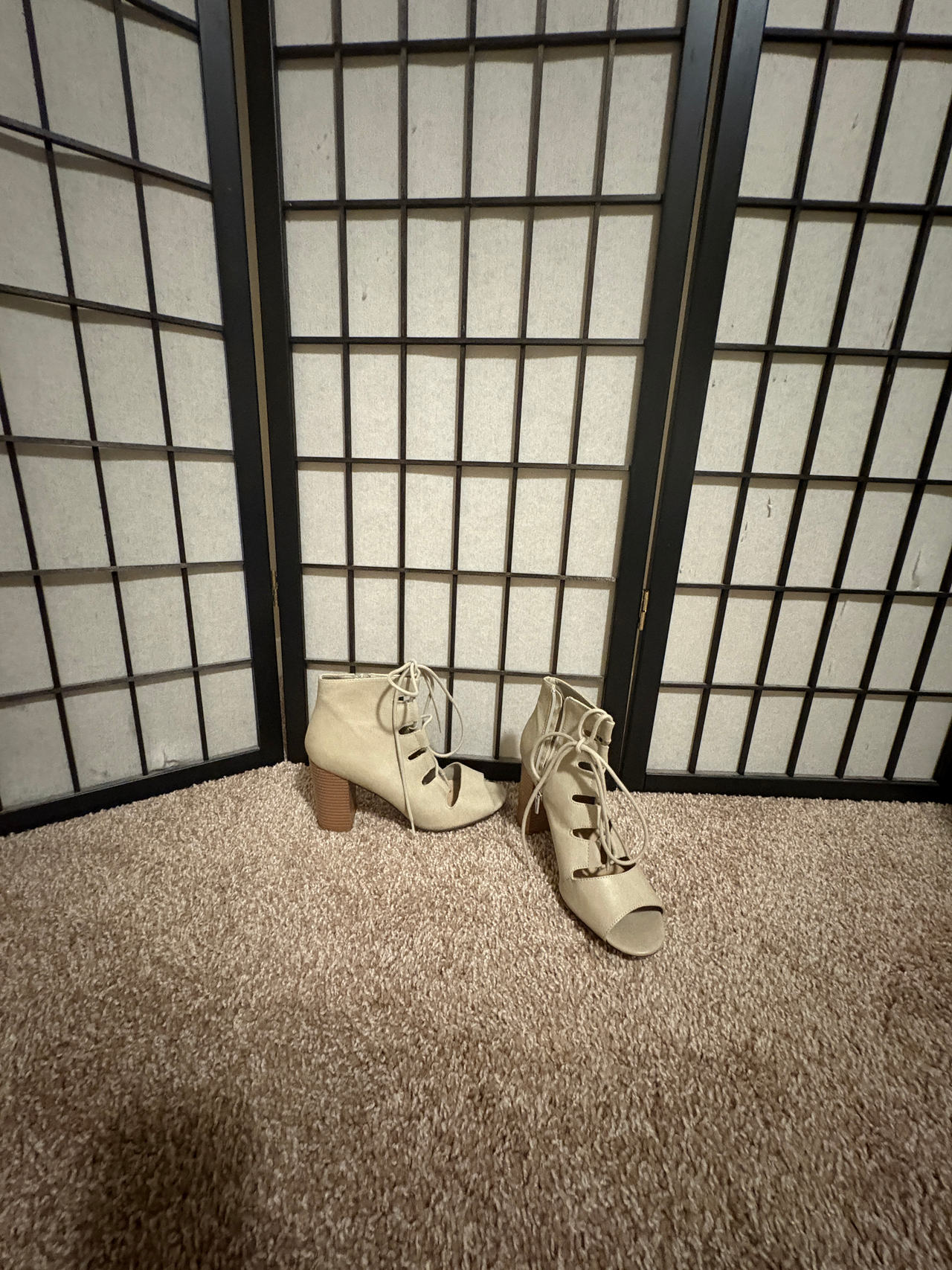 Lace-Up Peep Toe Booties