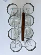 Vintage Libbey Silver Rim Highball Glass Set with Caddy - Image 3