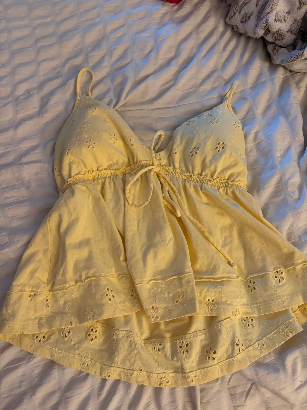 American Eagle Yellow Eyelet Babydoll Cami