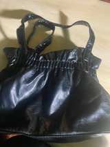 Black Faux Leather Shoulder Bag with Heart Charm - Image 2