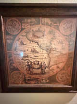 Framed Vintage World Map Wall Art - Image 1