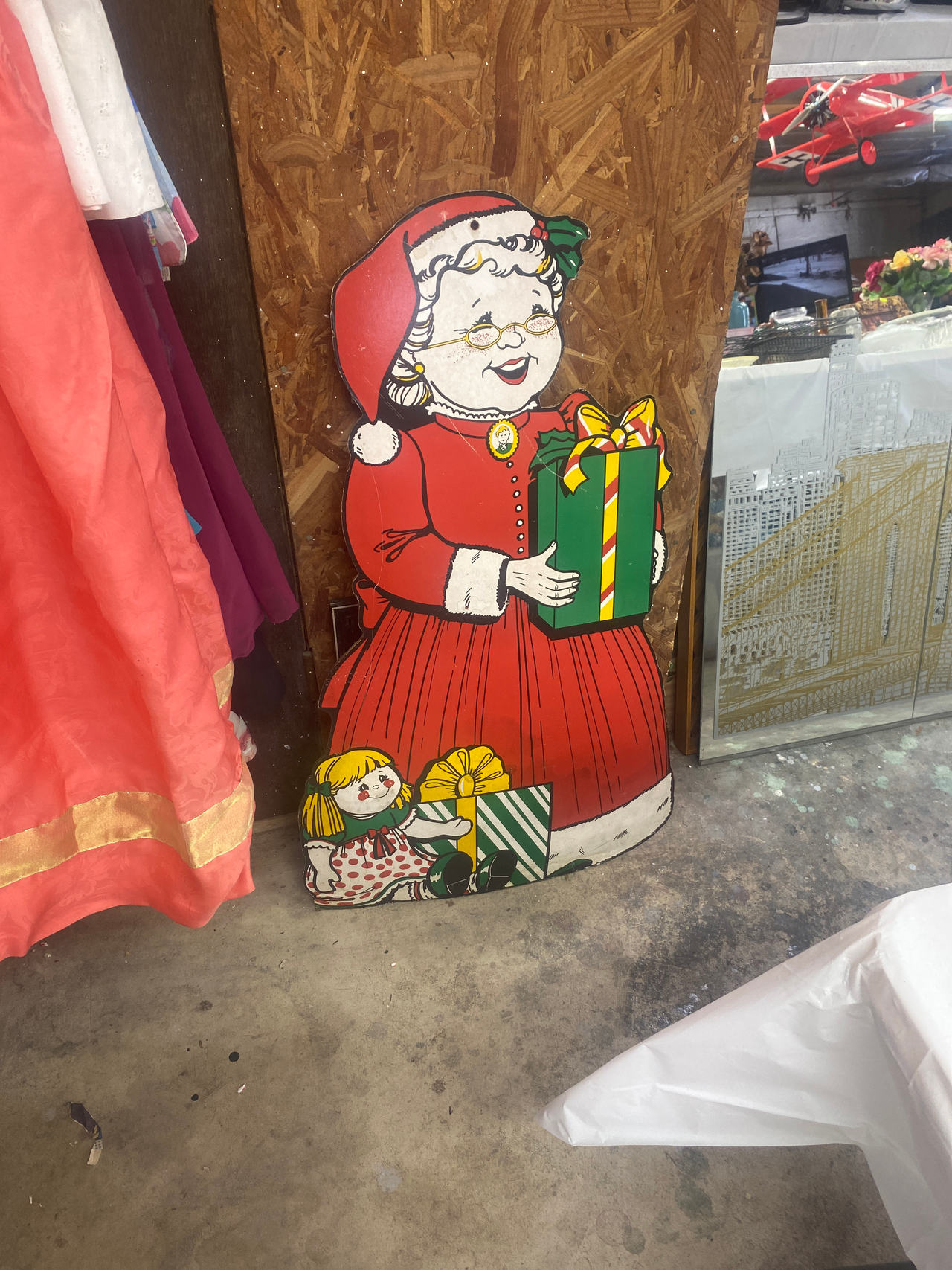 Vintage Mrs. Claus Wooden Yard Cutout