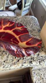 Vintage Italian Red and Gold Glass Leaf Bowl - Image 3