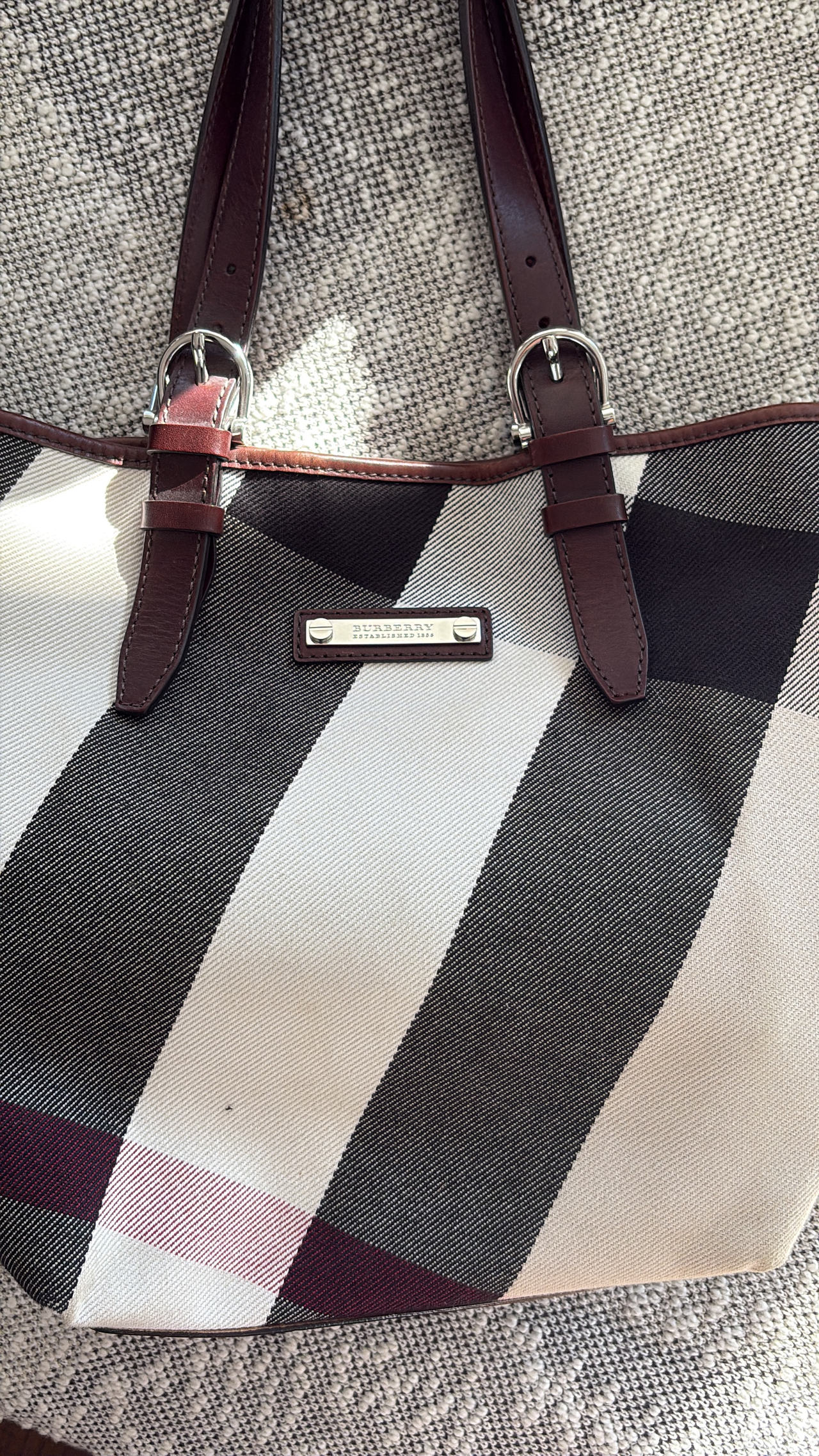 Burberry Check Canvas Tote Bag