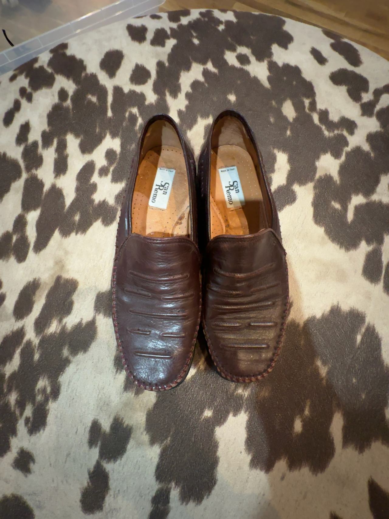 San Remo Italian Made Leather Brown  Loafer Slip-On size 7.5 