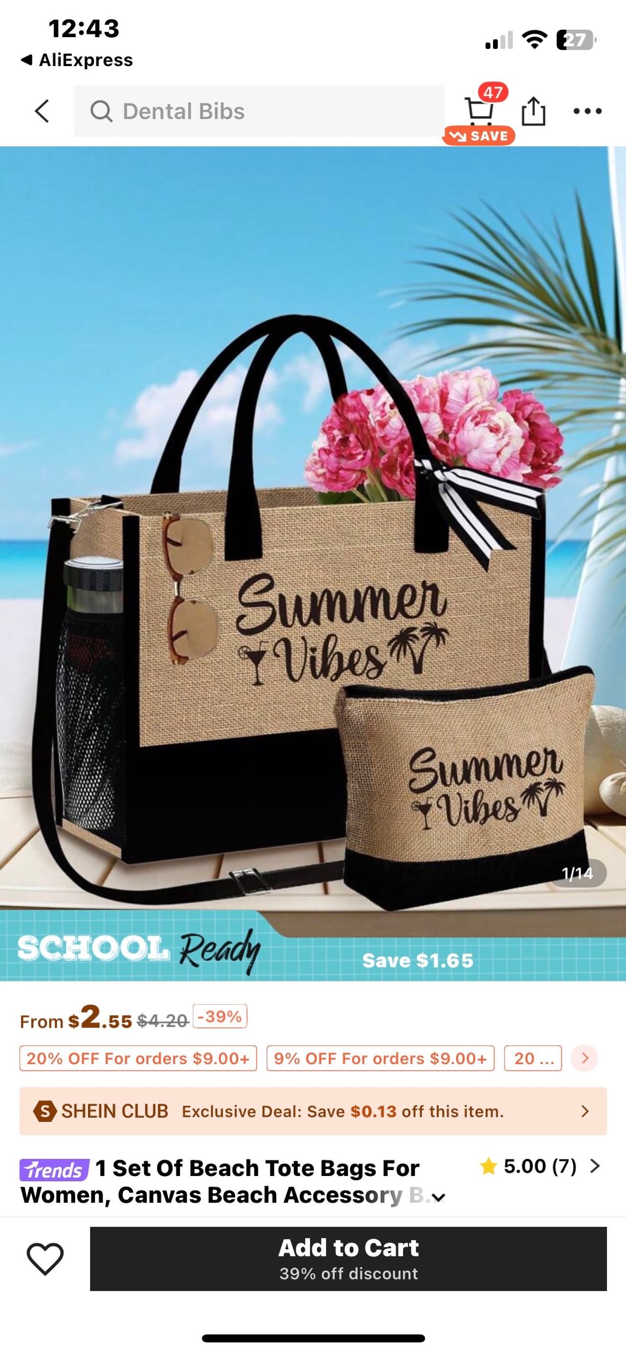 Beach Tote Bag Set