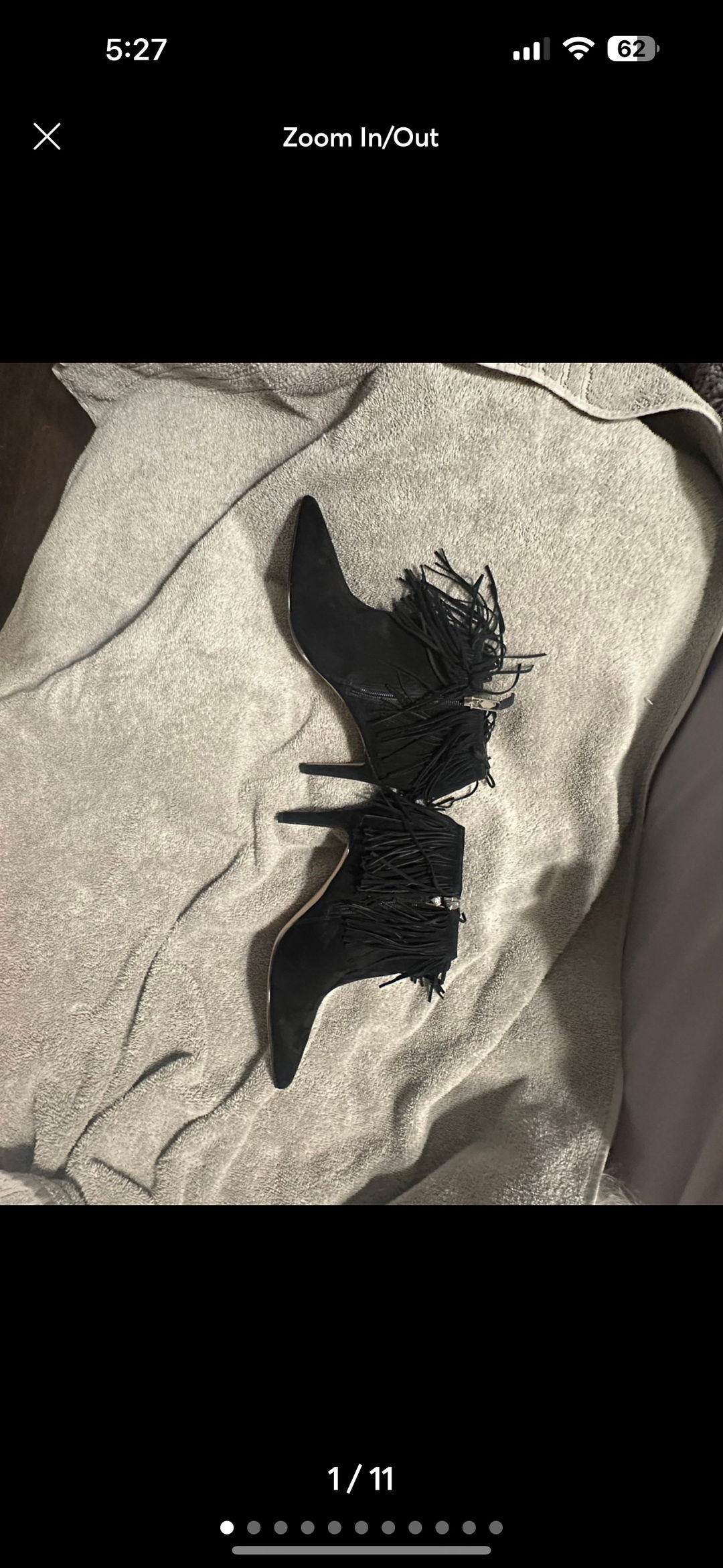 Black Suede Fringe Ankle Boots