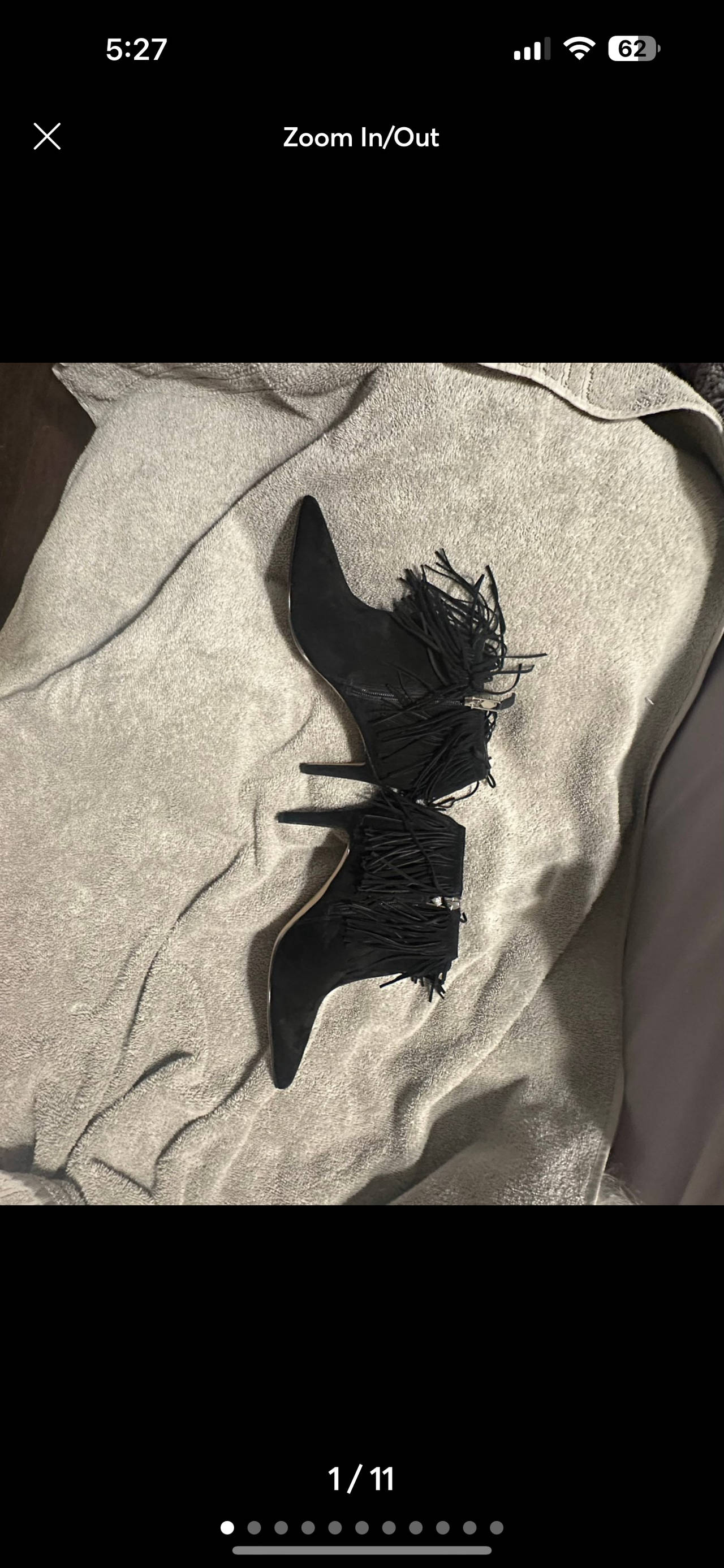 Black Suede Fringe Ankle Boots