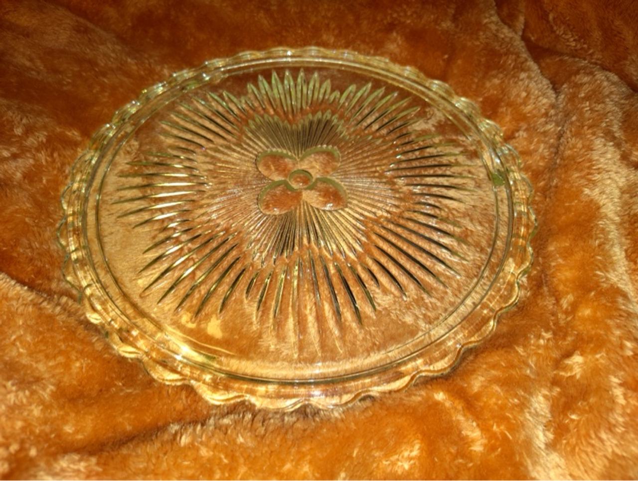 Indiana Glass Clear Pressed Glass Cake Plate 11"