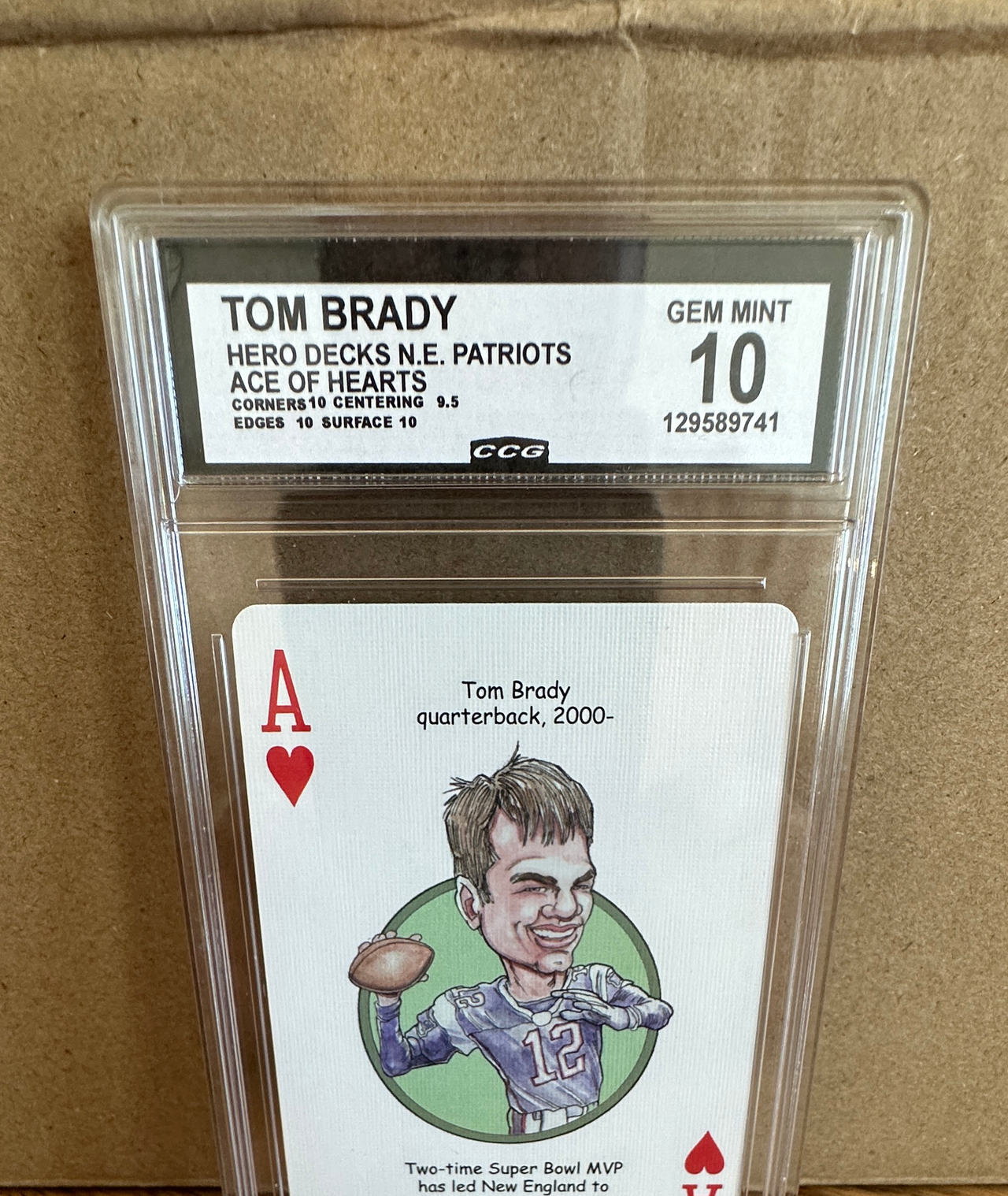 Tom Brady Hero Decks N.E. Patriots Ace of Hearts CCG 10 Gem Mint