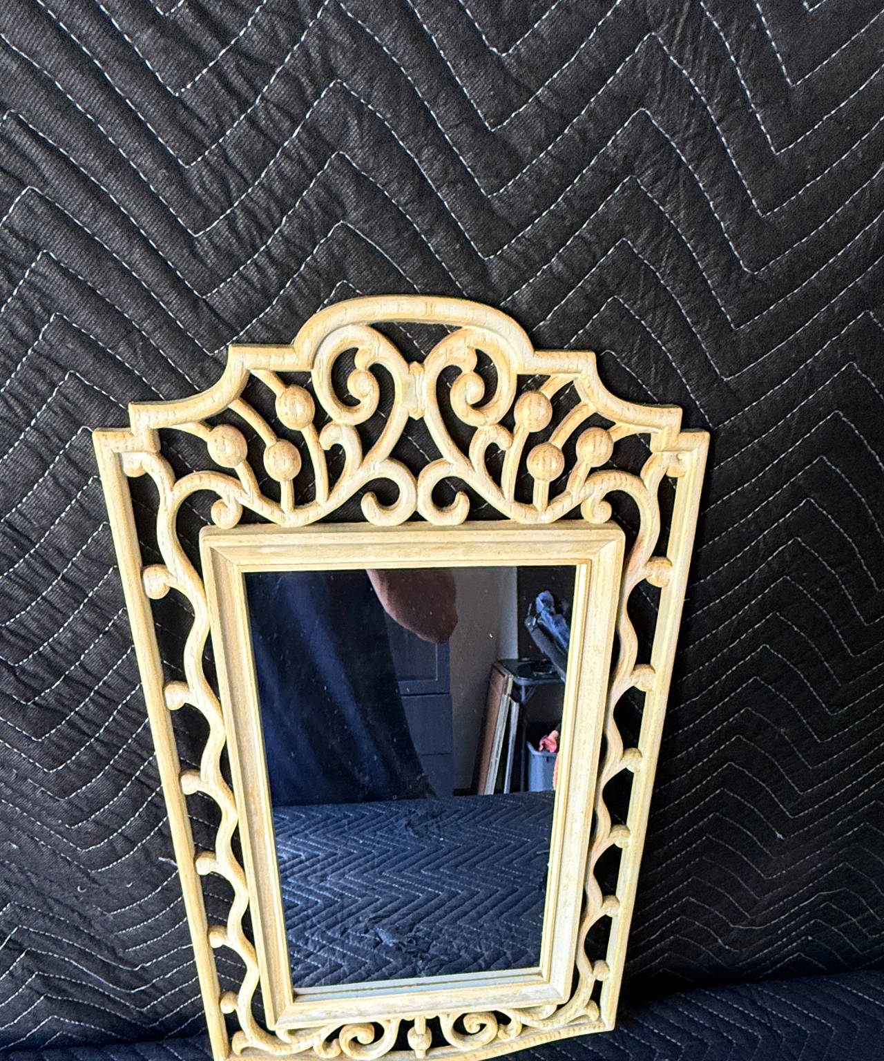 Vintage Faux Bamboo Hollywood Regency Wall Mirror