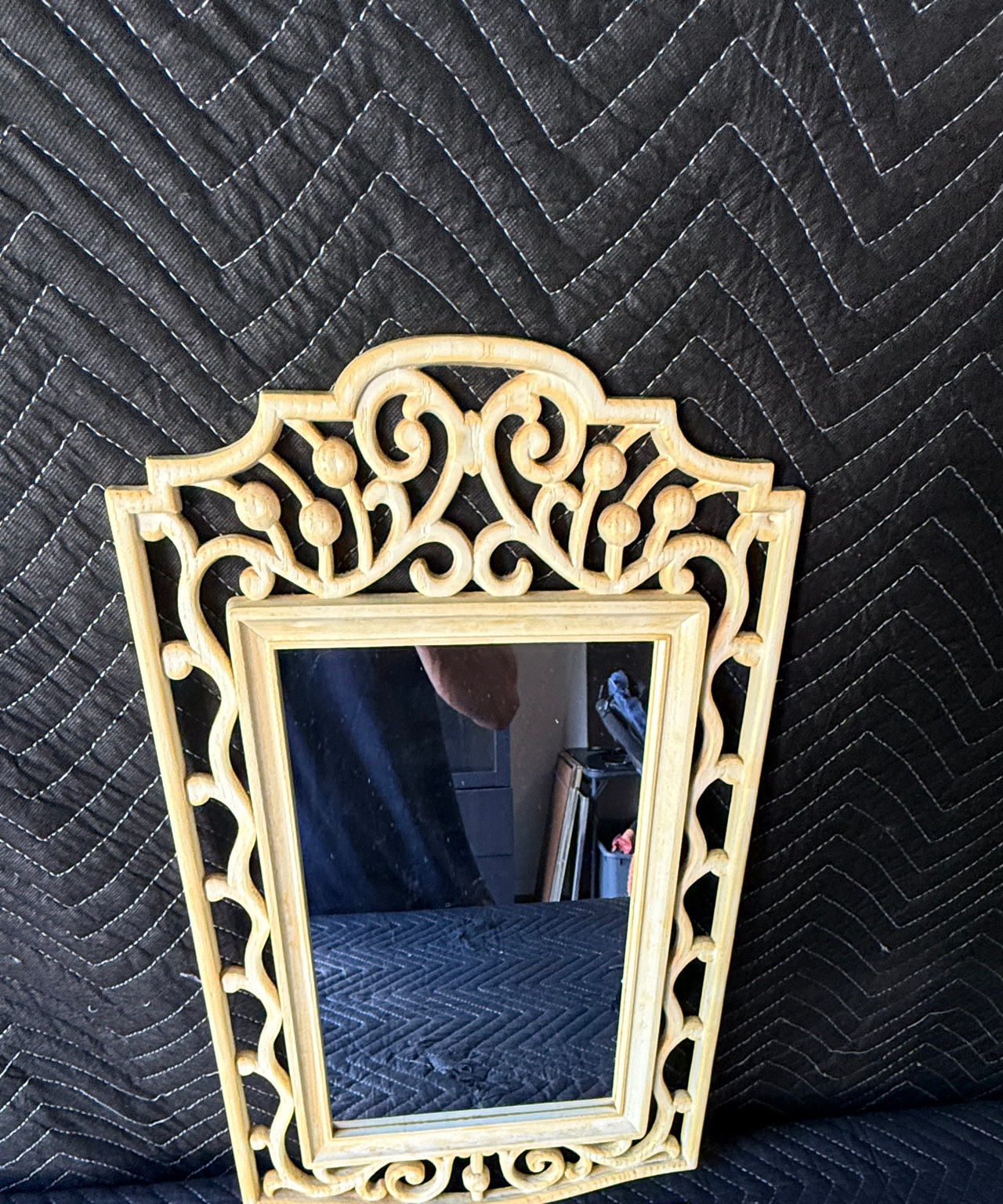 Vintage Faux Bamboo Hollywood Regency Wall Mirror
