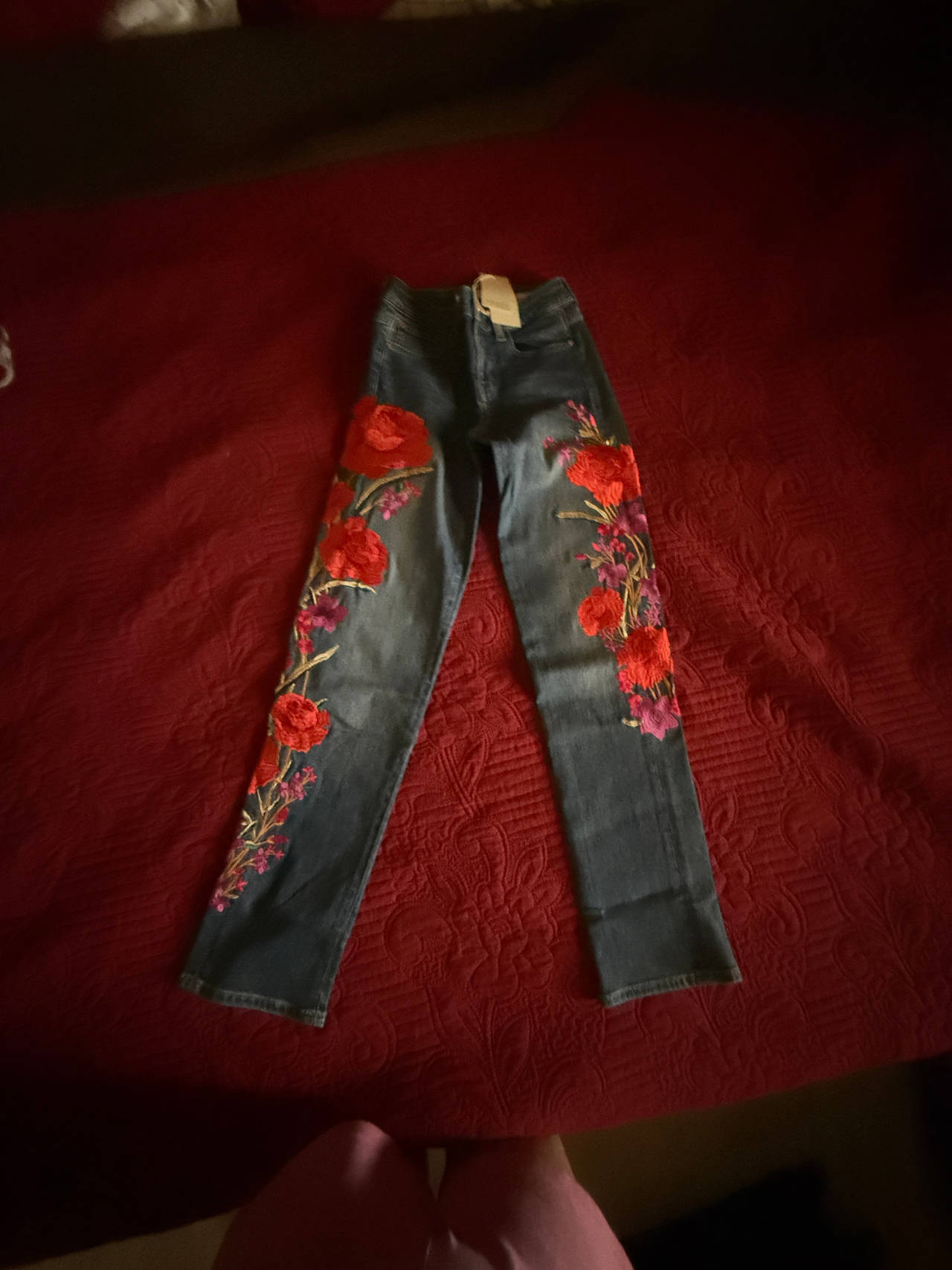 Embroidered Floral Jeans