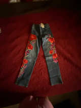 Embroidered Floral Jeans - Image 1