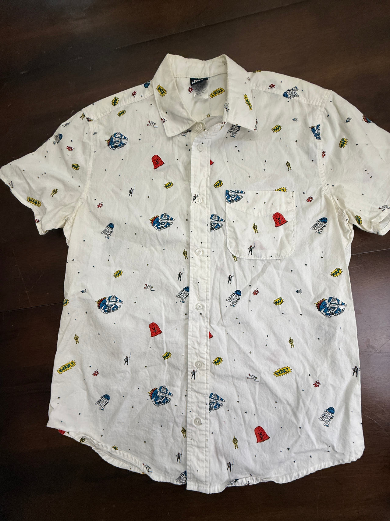 Star Wars All-Over Print Short Sleeve Button Down Shirt Small