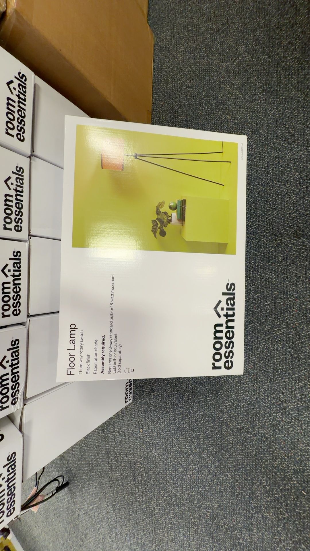 Room Essentials Floor Lamp Black Finish with White Fabric Shade