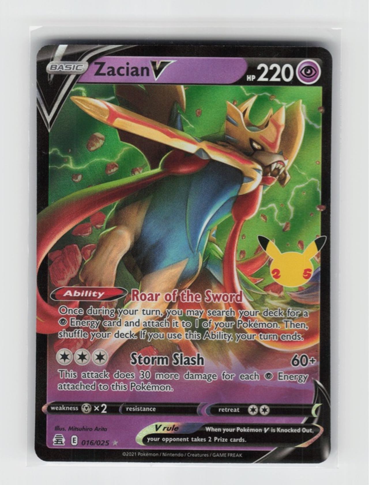 Pokemon Celebrations Zacian V 16/25 25th Anniversary