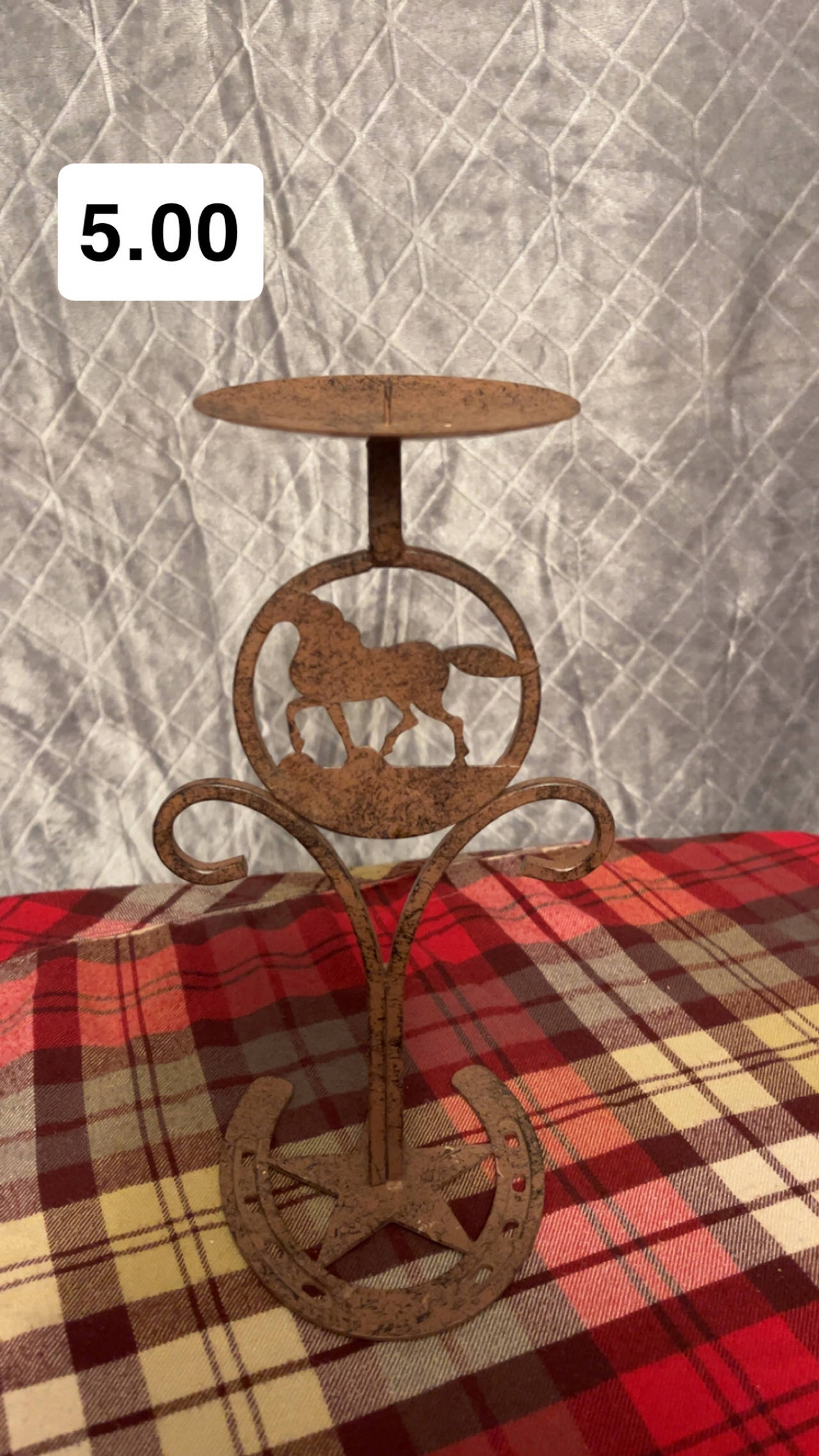 Rustic Metal Western Candle Holder