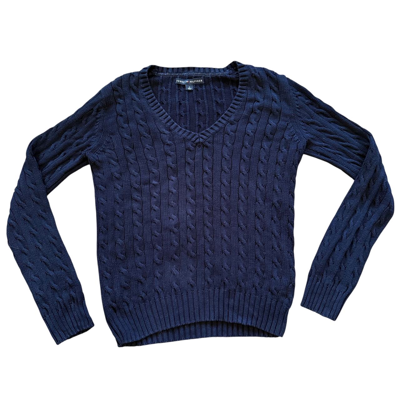 Tommy Hilfiger Sweater Womens Size M Navy Blue Cable Knit Long Sleeve