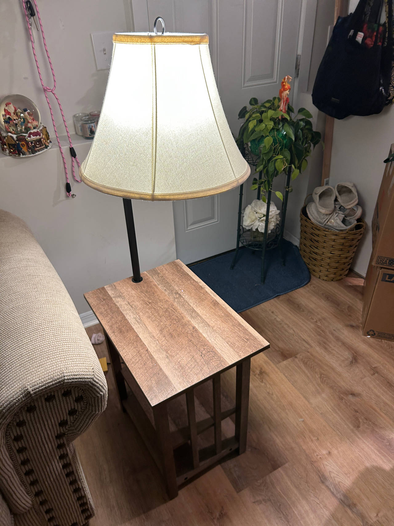 Mission Style End Table Lamp Combo