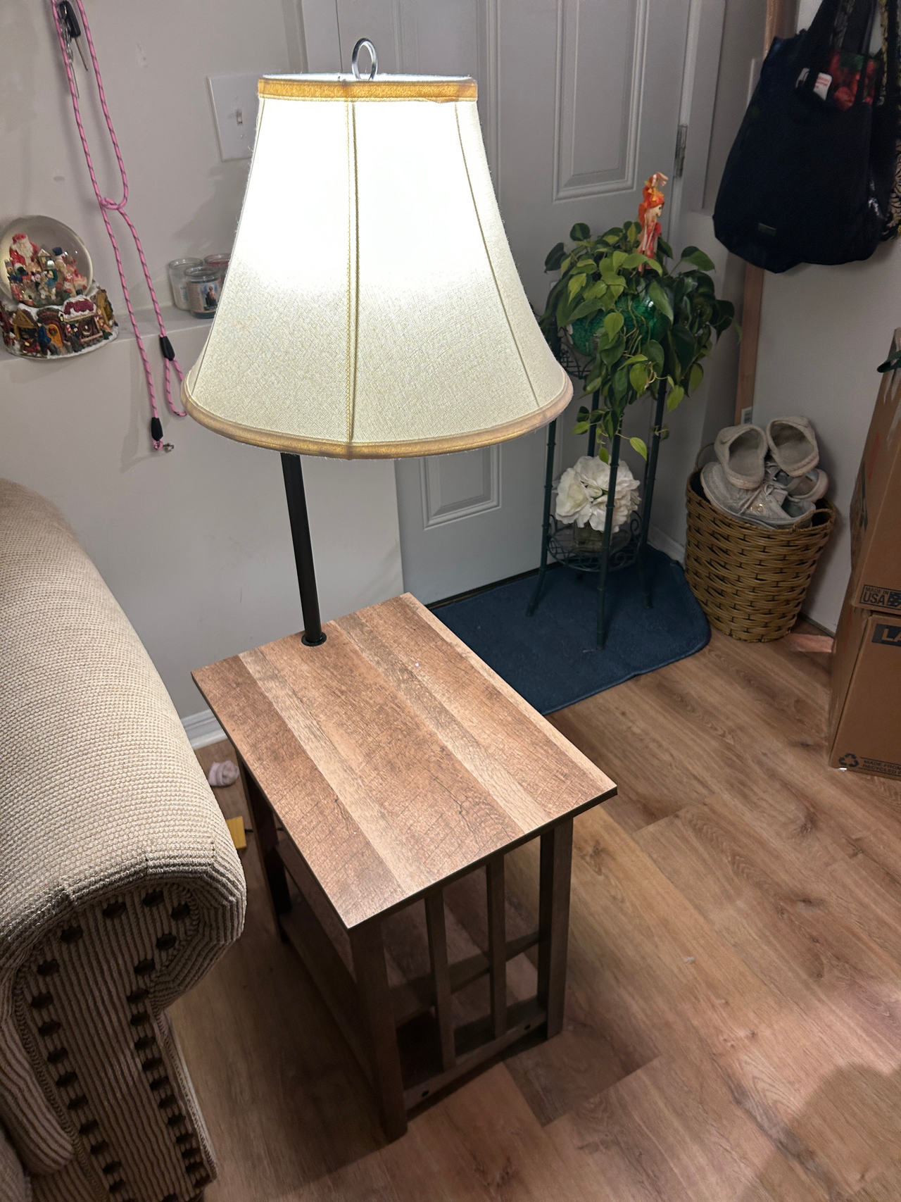 Mission Style End Table Lamp Combo