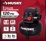 Husky 3 Gallon 120 PSI Air Compressor - Image 1