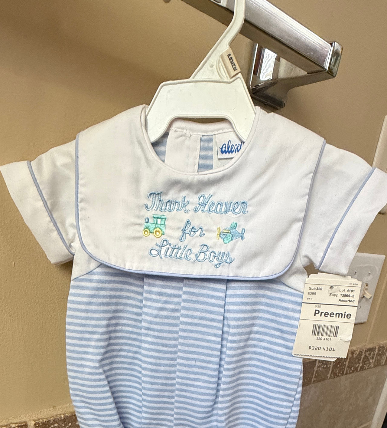 Alex Baby & Kids Preemie Romper Thank Heaven for Little Boys