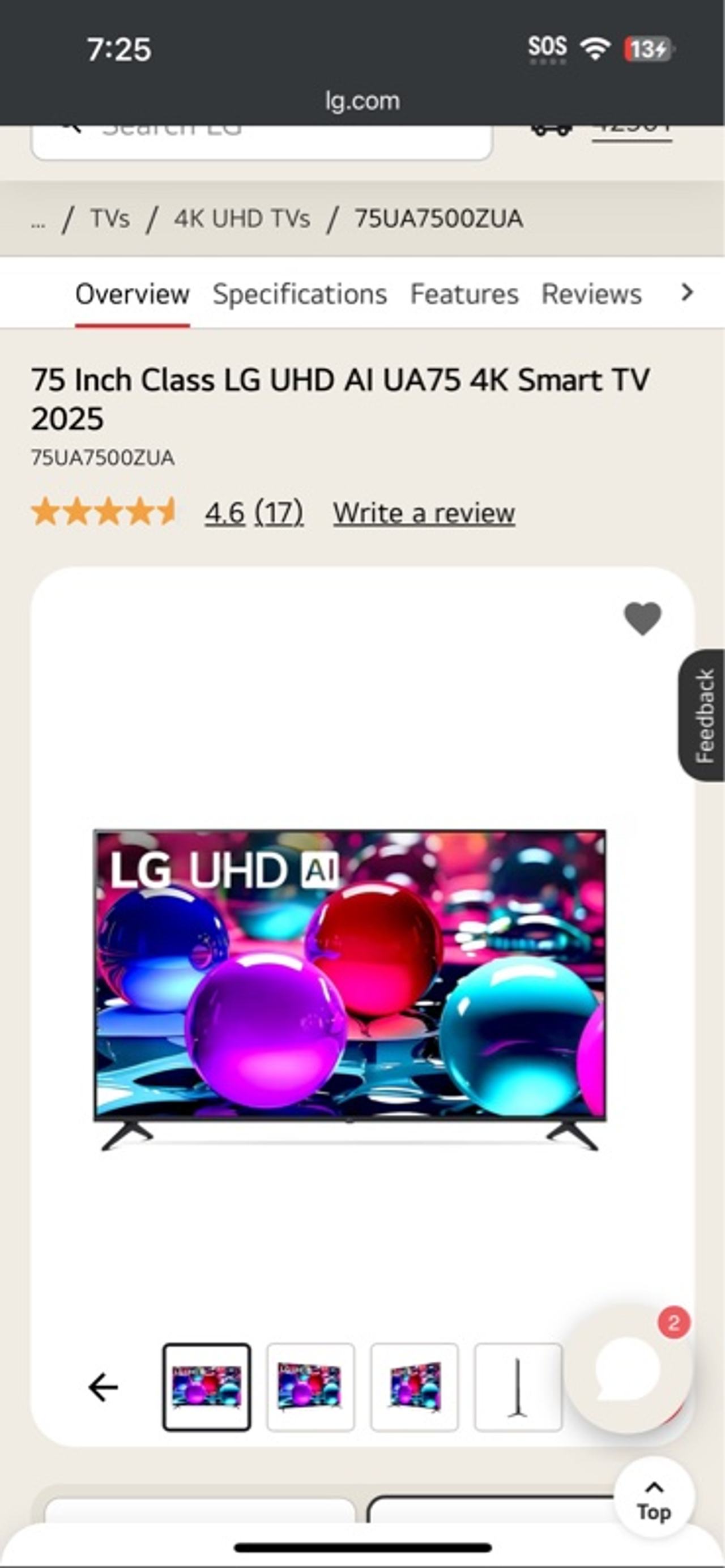 LG 55" UHD AI Smart TV UA75