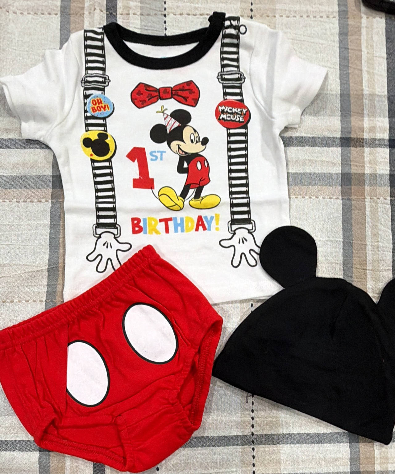 Mickey Mouse 1st Birthday 3-Piece Outfit Set 9 months size